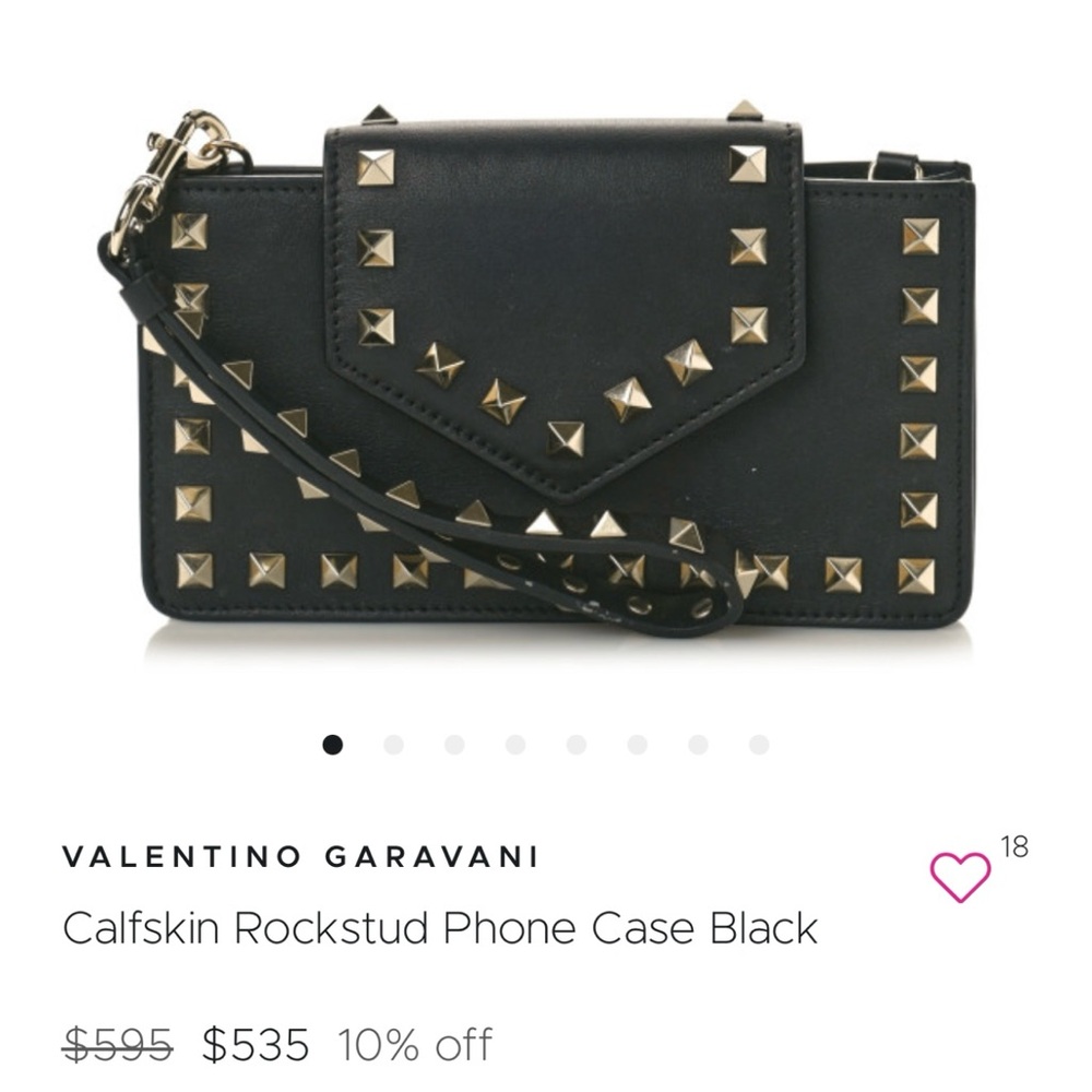 VALENTINO GARAVANI Calfskin Rockstud Phone Case crossbody purse Black